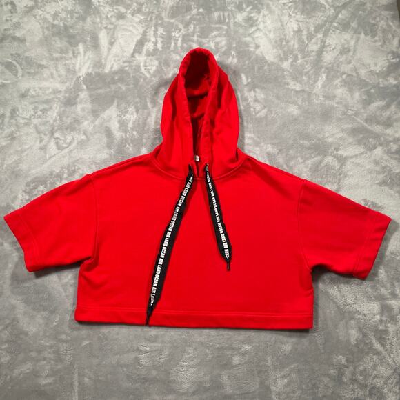 Alo Yoga Hoodie Medium Red Air Land Ocean Cropped Activewear Athleisure Workout - Picture 1 of 9